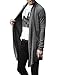 Allegra K Men Long Sleeve Open Front Pockets Leisure Long Cardigan M Grey