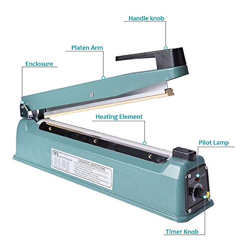 image for slendor 16 inch Impulse Bag Sealer w/Adjustable Timer Heat Seal Closer