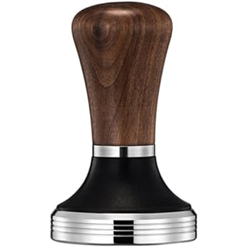 Diguo Elegance Wooden Coffee Tamper. Flat Espresso Tamper for 58mm Portafilter. Stainless Steel Flat with Height Adjustable Wooden Handle. Barista Espresso Tamper
