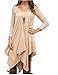 hqclothingbox Womens Asymmetrical Casual Feminine Long Sleeve Tunic Shirt Dress Apricot