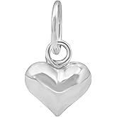 Silverly Sterling Silver Puffed Heart Charm for Earrings and Charm Bracelet - Small Heart Pendant for Chain - Cute Romantic Tiny 925 Silver Charms for Jewelry Making