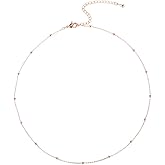 Cinlan S925 Silver Necklace Simple Choker Necklace Small Bead Ball Clavicle Chain (Rose gold)