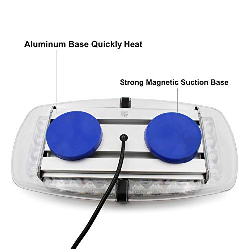 FOXCID Amber 24 LED Roof Top Mini Bar, Truck Car Vehicle Law Enforcement Emergency Hazard Beacon Caution Warning Snow Plow Safety Flashing Strobe Light with Magnetic Base (White & Amber) - Thumbnail 5