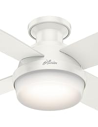 Hunter Ventilador Company 59242 Dempsey Perfil Bajo Fresh Blanco Ventilador de techo con luz y mando a distancia, 52"
