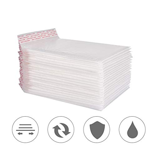 Ahagogo 50pcs Poly Bubble Mailers Padded Envelopes, Bubble Lined Poly Mailer Self-Seal Teal, Waterproof Bubble Lined Poly Mailer for Packaging (White)