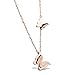 Jewelry Womens Stainless Steel Butterfly Pendant Charms Necklace Clavicle Chain Rose Gold , 16-18 Inch Chain