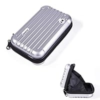 Beauty Makeup Travel Carrying Cosmetic Handbag Waterproof Organizer Pouch Toiletry Storage Multifuncition Carry Bags with Hand Strap for Women Girls, Mini Trolley Case Shape Clutch (Silver)