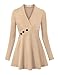 Becanbe Flowy Tops, Women's Shawl V-Neck Long Sleeve Shirt Casual Office Wear Flare Tunic Blouse Plus Size(Beige,X-Large)