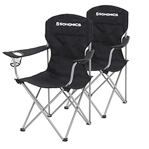 SONGMICS Campingstoel, set van 2, inklapbaar, comfortabel, klapstoel met robuust frame, tot 150 kg belastbaar, met…