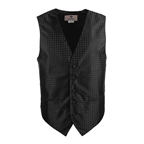 Mens Black Patterned Dress Vest Formal Vest for Wedding Gift Set Match Necktie for Men, Cufflinks, Handkerchief, Bow Tie for Tuxedo Y&G VS1028-M Medium Black