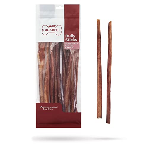 GigaBite Bully Sticks for Dogs All Natural Beef Pizzle Dog Chews, Odor & Rawhid…
