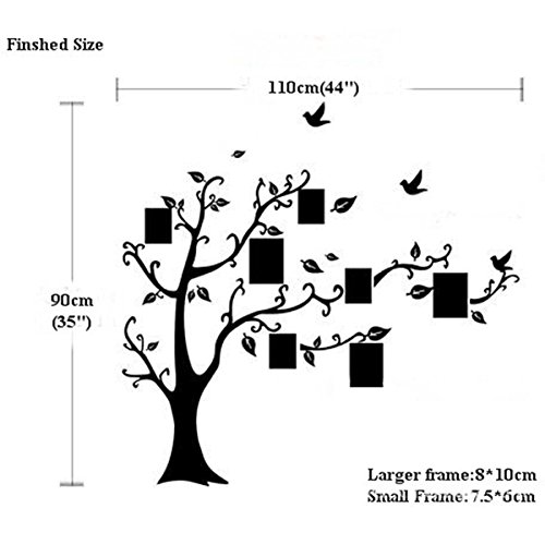 Sund ウォールステッカー かわいい 自然風 黒白調 ツリー オシャレ 壁紙シール フォトフレーム 写真が飾れる 安心 ｐｖｃ製 壁飾り インテリア 雰囲気変貌 模様簡単替え 剥がせる 防水加工 110ｘ90ｃｍ Amazon Nhật Fado Vn