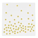 ALINK 50 Cocktail Napkins with Sparkly Gold Foil Dots, Disposable Paper Party Beverage Dessert Napkins for Birthday, Wedding, Baby/Bridal Shower, Christmas