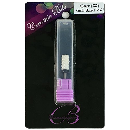 Beauticom Professional USA Ceramic White Small Barrel Bit Nail Drill (Grit: XC EXTRA COARSE) 3/32" Shank Size
