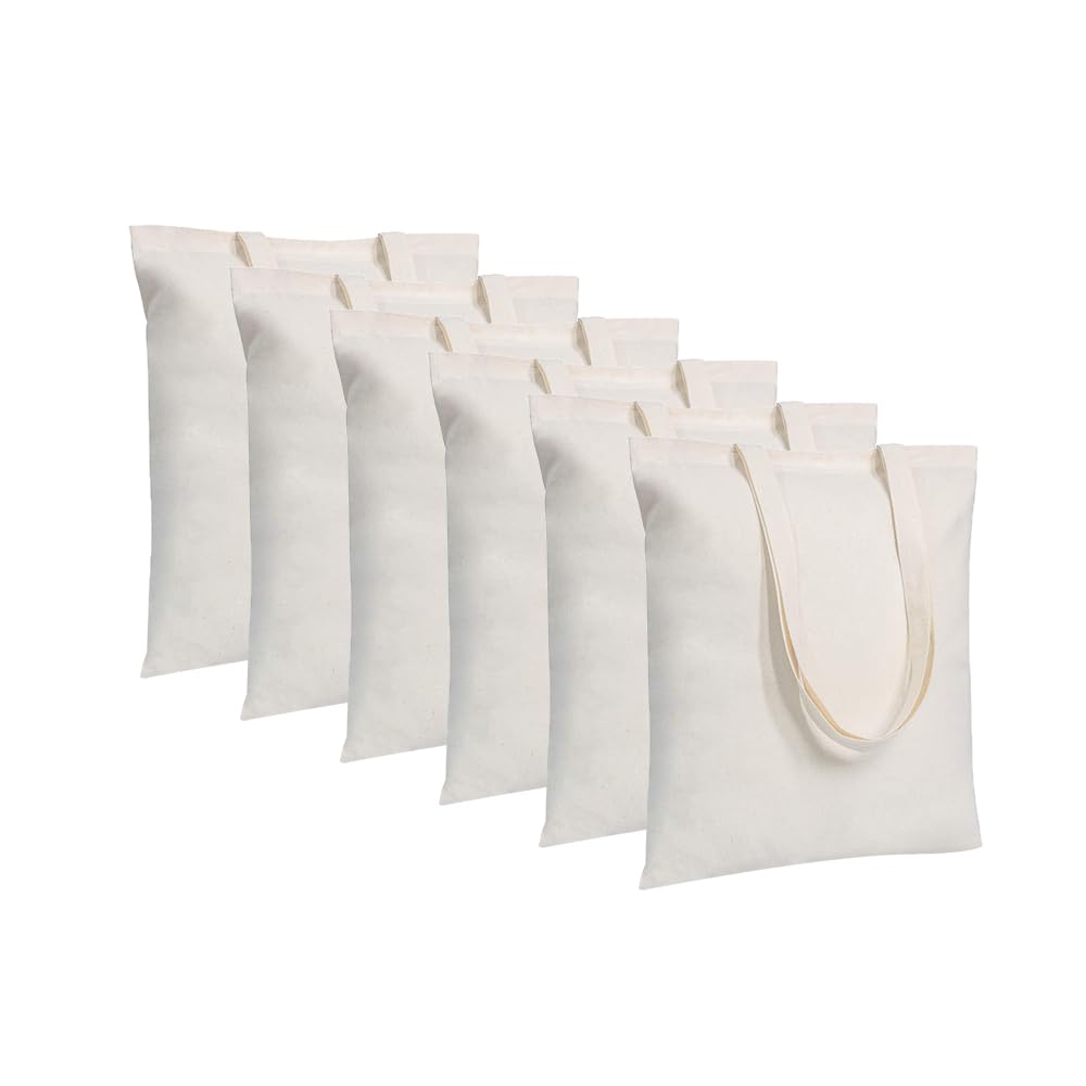 MR.R 6 Pcs Sublimation Blanks Canvas Polyester Bag for Heat Press Printing, 14"x16"(Beige)