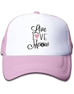 Live Love Meow Cat On Boys and Girls Trucker Hat, Youth Toddler Mesh Hats Baseball Cap