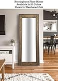 Herringbone Floor Mirror Full Length Decorative Rustic Wood Frame: Shown in Weathered Oak - Available in 20 Colors - Decor for Bedroom - Home Decor Mirror - Leaning Mirror