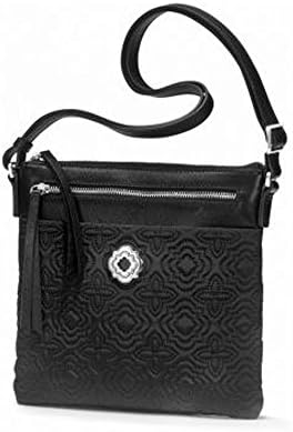Brighton Via Black Quilted Microfiber and Leather Messenger Bag