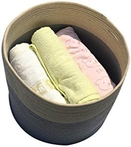 ICEBLUE Large Round Storage Everything Cotton Rope Basket Hamper Storage Bin with Invisible Handles 15.7''13''
