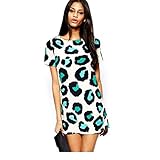 Lowpricenice Women Leopard Summer Casual Cocktail Party Mini Dress (XL)