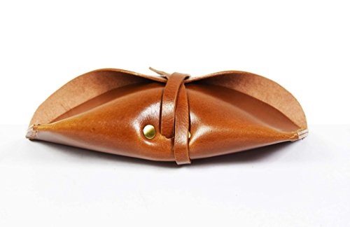 Genuine 100% Vintage Leather Eyeglass Case Vintage Sunglasses Eyewear Protective Holder by Aaron Leather, Tan