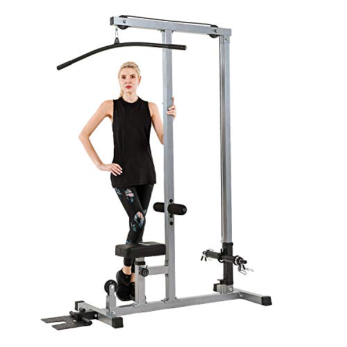 LAT Pulldown Machine Low Row Cable Pull Down Machine with Removable Steel Flipup Foot Rest