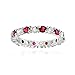 Ice Gems Sterling Silver Created Ruby and Cubic Zirconia Wedding Band Ring