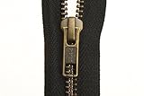 YKK Open End Zip - Black Tape - Antique Metal Tooth/Finish - Heavy Duty - Hd-3 - 6/7/8/9/11/16/17/18/19/20/21/22/23/24/25/26/27/28/29/30/31/32/33/34/35/36/37/38/39/40 Inch (28 Inch (71 Cm)) Black
