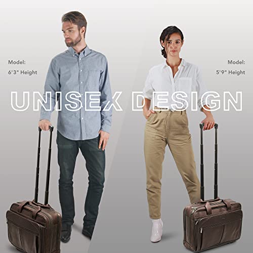 Solo New York Walker Leather Rolling Laptop Bag, Espresso Pricepulse
