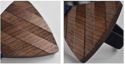 Men's Green Black Wooden Bow Ties Pocket Square Set