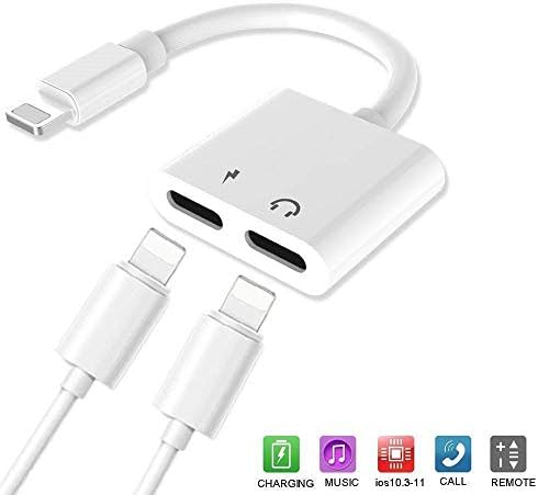 Compatible Charger and Headphone Adapter Applicable for iPhone max X / 7/7 Plus / 8/8 Plus,Supfox 2 in 1 Dual Headphones Adapter and Splitter Design for Calling & Remote & Charger & Music