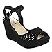 BESTON BB43 Women's Ankle Strap Cut Out Platform Wedge