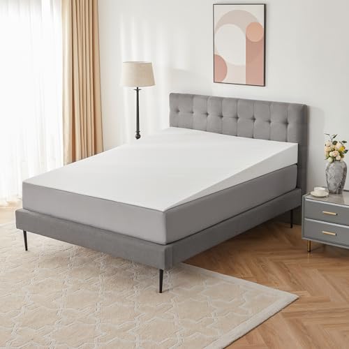 Mattress Wedge Only, 7-Inch Queen Inclined Bed Wedge Mattress Topper for Acid Reflux, GERD, Neck & Back Pain, Snoring, Adjustable Elevator Under Mattress Support for Bedroom