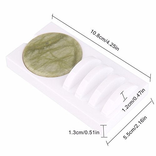 Beauty7 U Curved 2-in-1 Eyelash Extension Holder Base Stand With Jade Stone Glue Adhesive Pallet For False Lashes Eye Lash Strip (White)