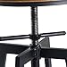 Round Wood Seat Bar/Counter Height Adjustable Swivel Metal Bar Stool/Chair for Bistro Pub Breakfast Kitchen Coffee, Set of 2, Black