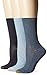 Gold Toe Women's Non-Binding Extended Size Rib Crew Sock (Pack of 3), Chambrey Marl/Navy, 10-12