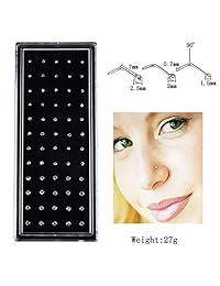 SMUOBT - 120 anillos de nariz de acero inoxidable con forma de L y 22 G para piercing corporal, 0.059 in, 0.079 in, 0.098 in, un juego blanco y de color