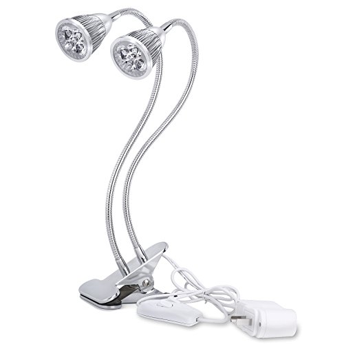 ihreesy 14W Dual Head LED Grow Light Bulb for Mini Greenhouse Hydroponic Garden and Greenhouse Organic Aquatic Indoor Plants Flowers Come With Desk Clip Plant Grow Lamp.