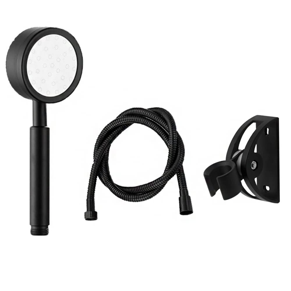 CENPEK Shower Head Set with Hose Hand Shower 80 mm Diameter with 1.5 m Shower Hose Stainless Steel Water Saving High Pressure Hand Shower for Bath and Shower Black