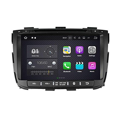 8 Inch 2 Din Android 7.1 OS Car DVD Player for Kia Sorento 2013 2014,Quad Core 1.6G Cortex A9 CPU 16G Flash 2G DDR3 RAM 1024x600 Touchscreen GPS DVD Aux Input OBD2