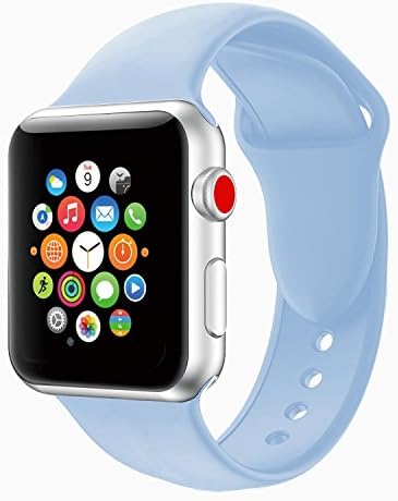 Youther for Apple Watch Bands, Soft Silicone Strap Replacement Wristbands for Apple Watch Sport Series 3 Series 2 Series 1 Light Blue 38mm M/L