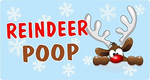 Christmas Poem Reindeer Poop Sticker Label Business Xmas Fun Gift 