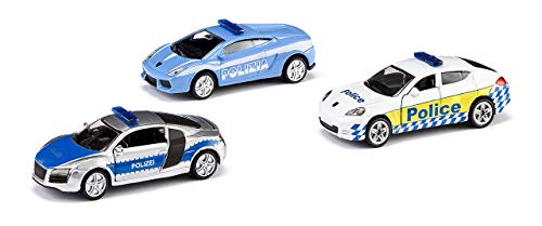 SIKU 6302, Geschenkset - Polizei, Metall/Kunststoff, Multicolor, Spielkombination, 3 Polizei-Fahrzeuge