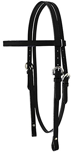 Tahoe Double Stitched Leather Browband Headstall for Daily Use Full Size, Black