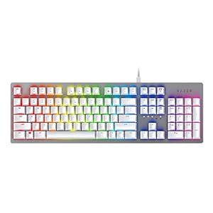 Razer Huntsman Mercury Edition – Tastiera Premium con Tasti Opto-Meccanici Razer (Attuazione Ottica, Barra Stabilizzatrice dei Tasti, Razer Synapse 3), US Layout, Bianco