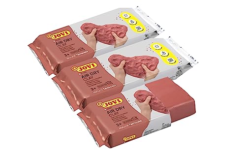 Jovi - Air Dry Modeling Clay, Set of 3 Units, 1.1lb Each, Total of 3.3 lb, No Oven Needed, Terracotta Color, Pottery Clay for Arts and Crafts Projects (P88/3)