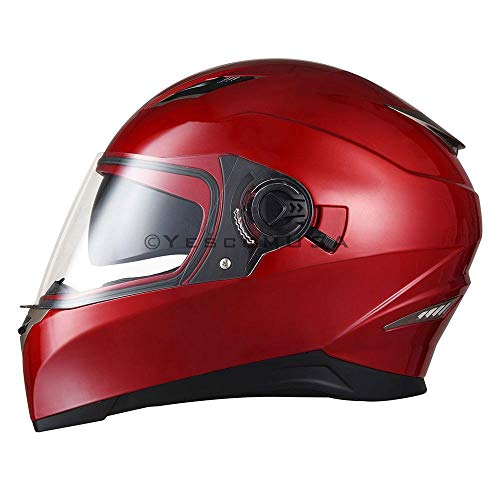 LeeMas Inc DOT Approved Motorcycle Full Face Helmet Double Visors ABS Air Vent Lightweight Motorbike Touring Sports (Size M, RED) - Thumbnail 2