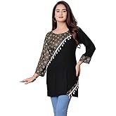 FULPARI Women's Printed Viscose Rayon Straight Kurti Round Neck Short Kurti | Short Kurtis for Women on Jeans