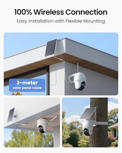 REOLINK Solar Security Camera Outdoor Wireless, 5MP Auto Tracking with 360° view Battery Cam, Color Nigth Vision, 2.4/5 GHz Wi-Fi,2-Way Talk,Works with Alexa for Home Surveillance,Argus PT+Solar Panel