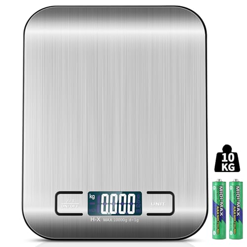 Digital Kitchen Scales with LCD Display and Tare Function, Precise 1 g Measurement for Baking and Cooking, Silver, Mechanical Kitchen Scales